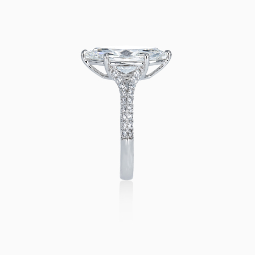 Accented Lab-Grown Marquise Diamond Split Shank Engagement Ring, 18k White Gold